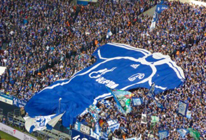 Schalke 04 fans unfurl a huge flag